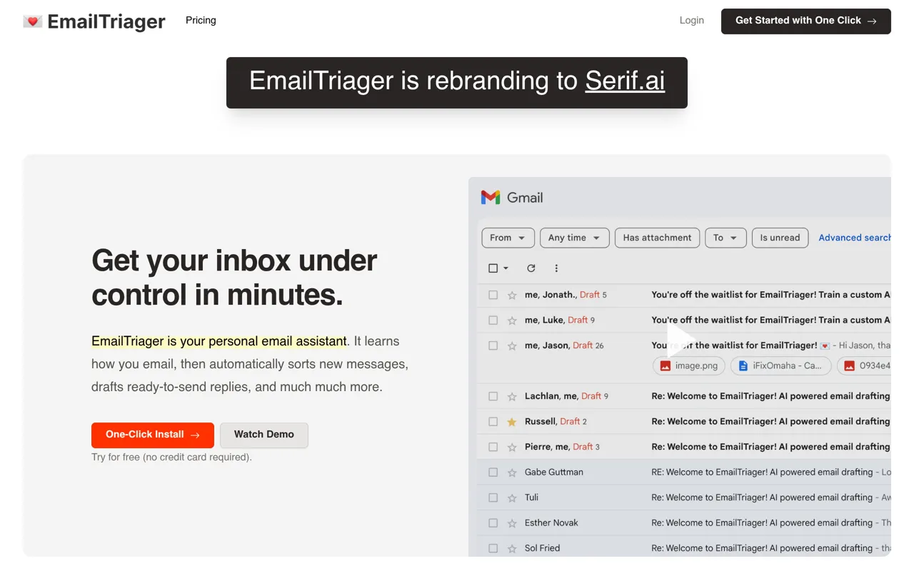 Screenshot of EmailTriager