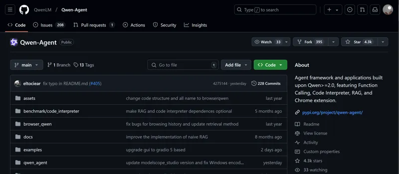 Screenshot of Qwen Agent