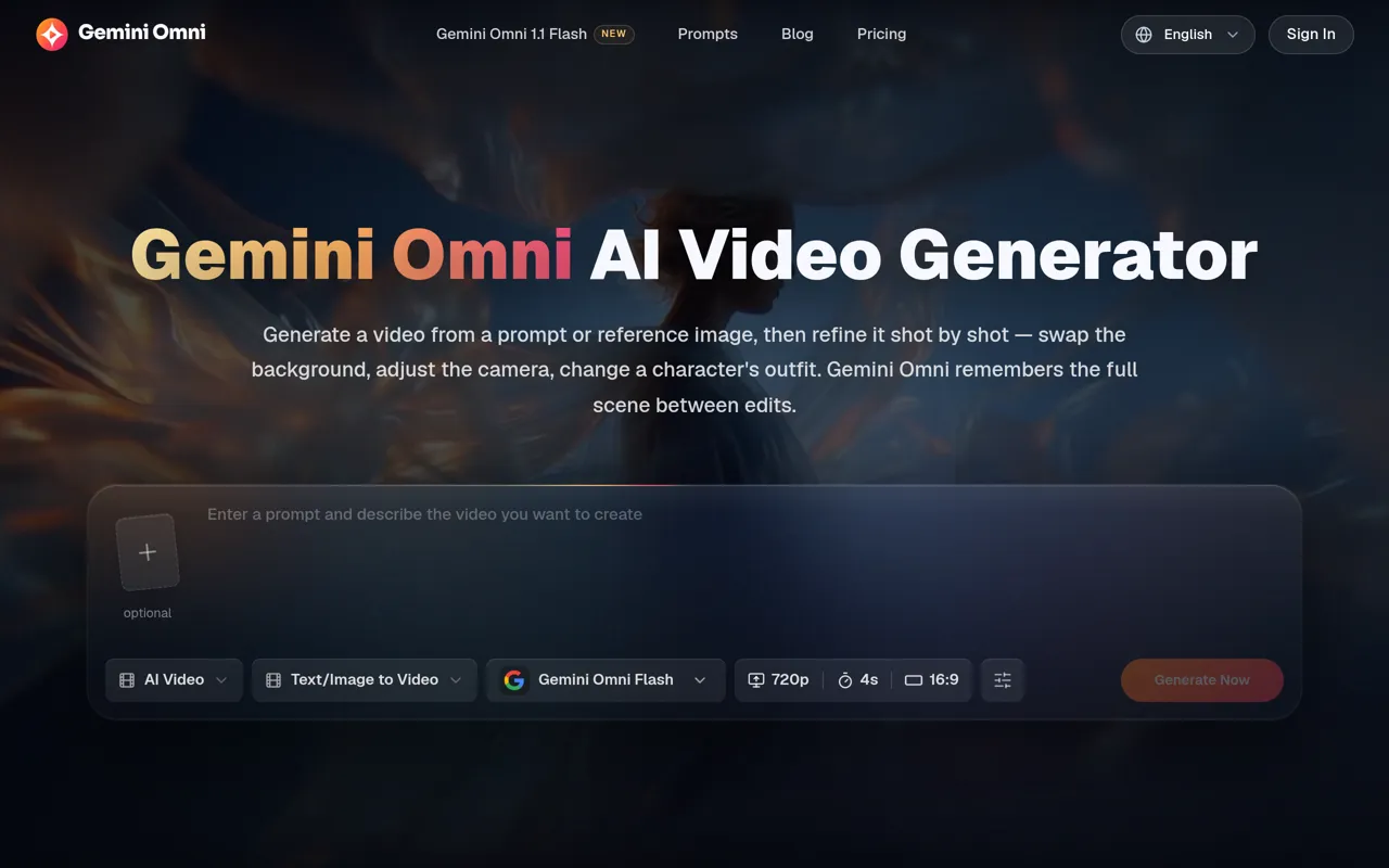 Screenshot of Gemini Omni