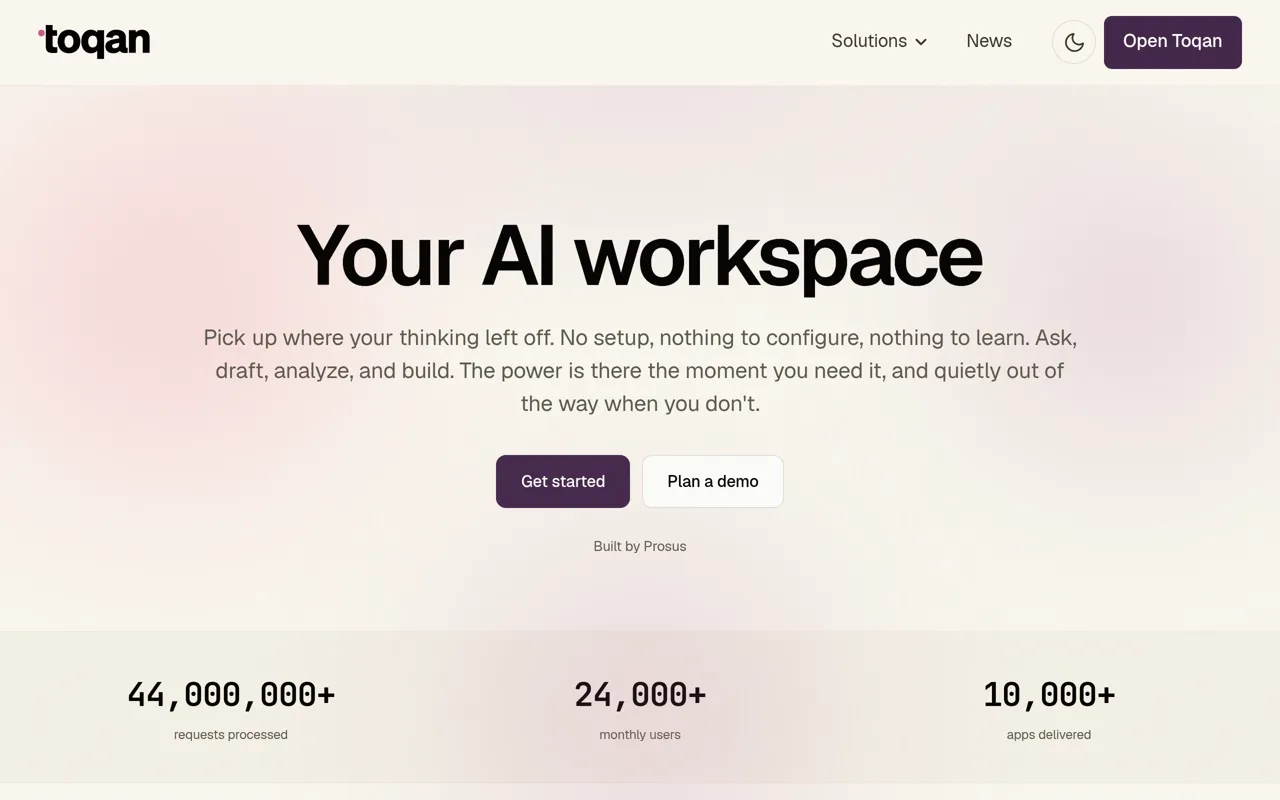 Screenshot of Toqan
