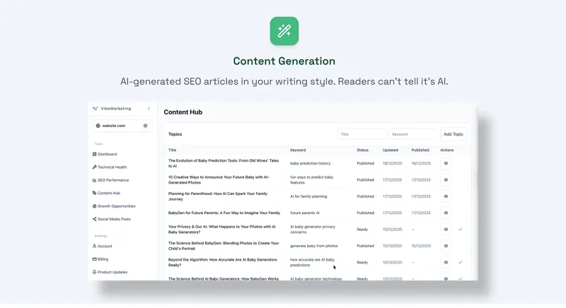 Screenshot of VibeMarketing