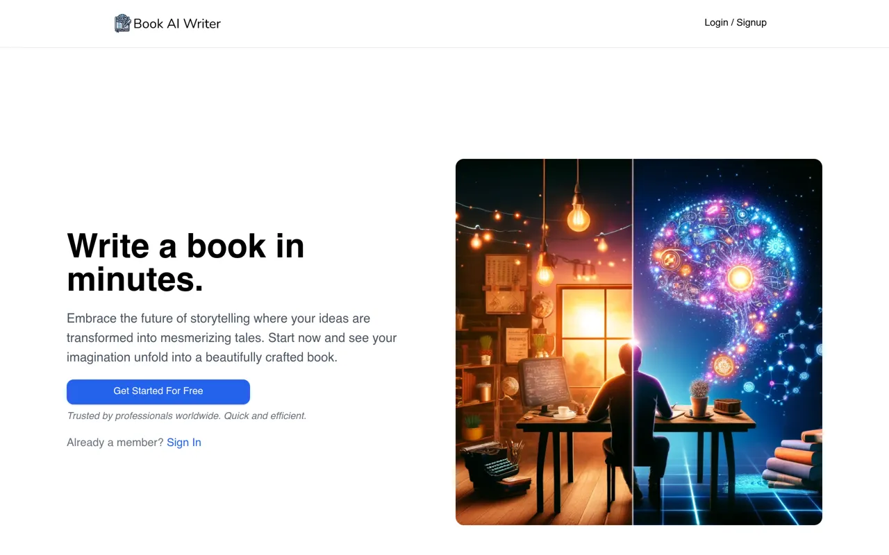 Screenshot of BookAIWriter.com