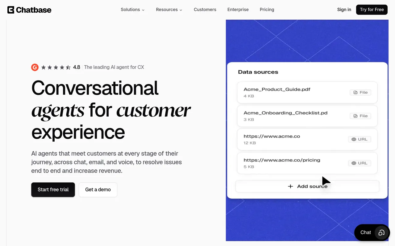 Screenshot of Chatbase