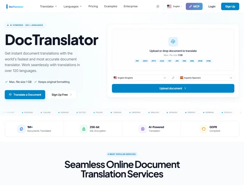 Screenshot of DocTranslator
