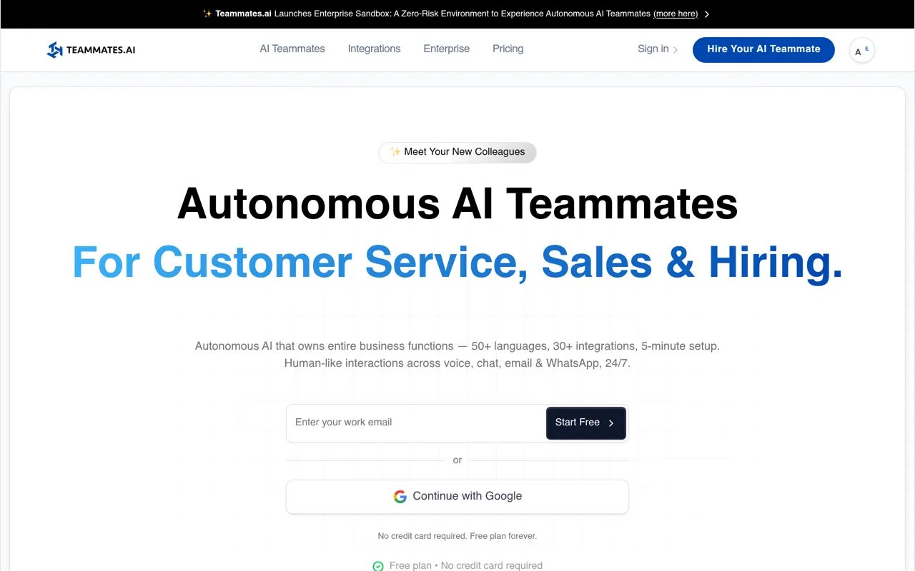 Screenshot of Teammates.ai