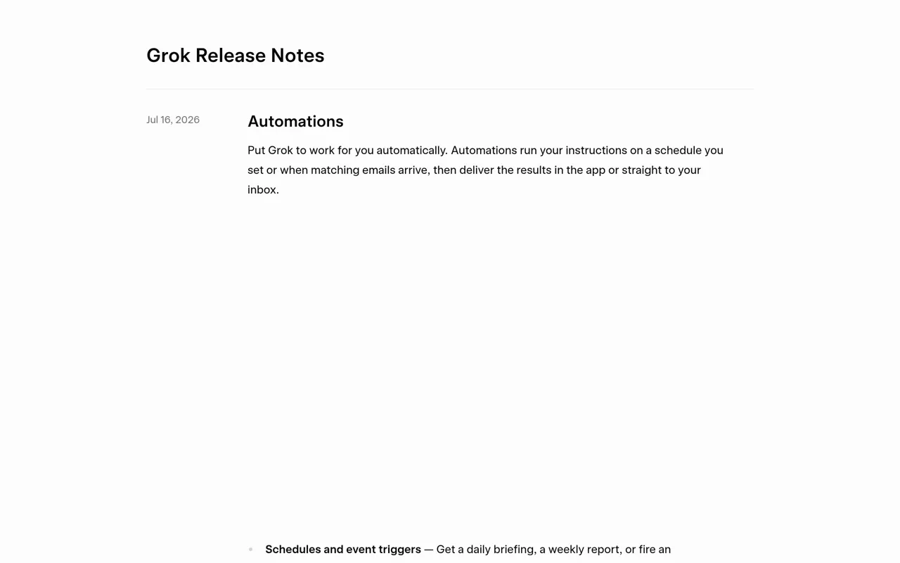 Screenshot of Grok