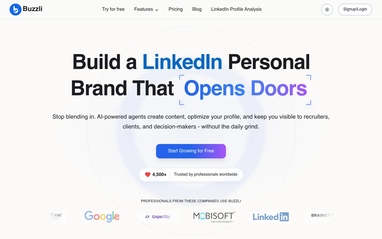 Screenshot of Buzzli