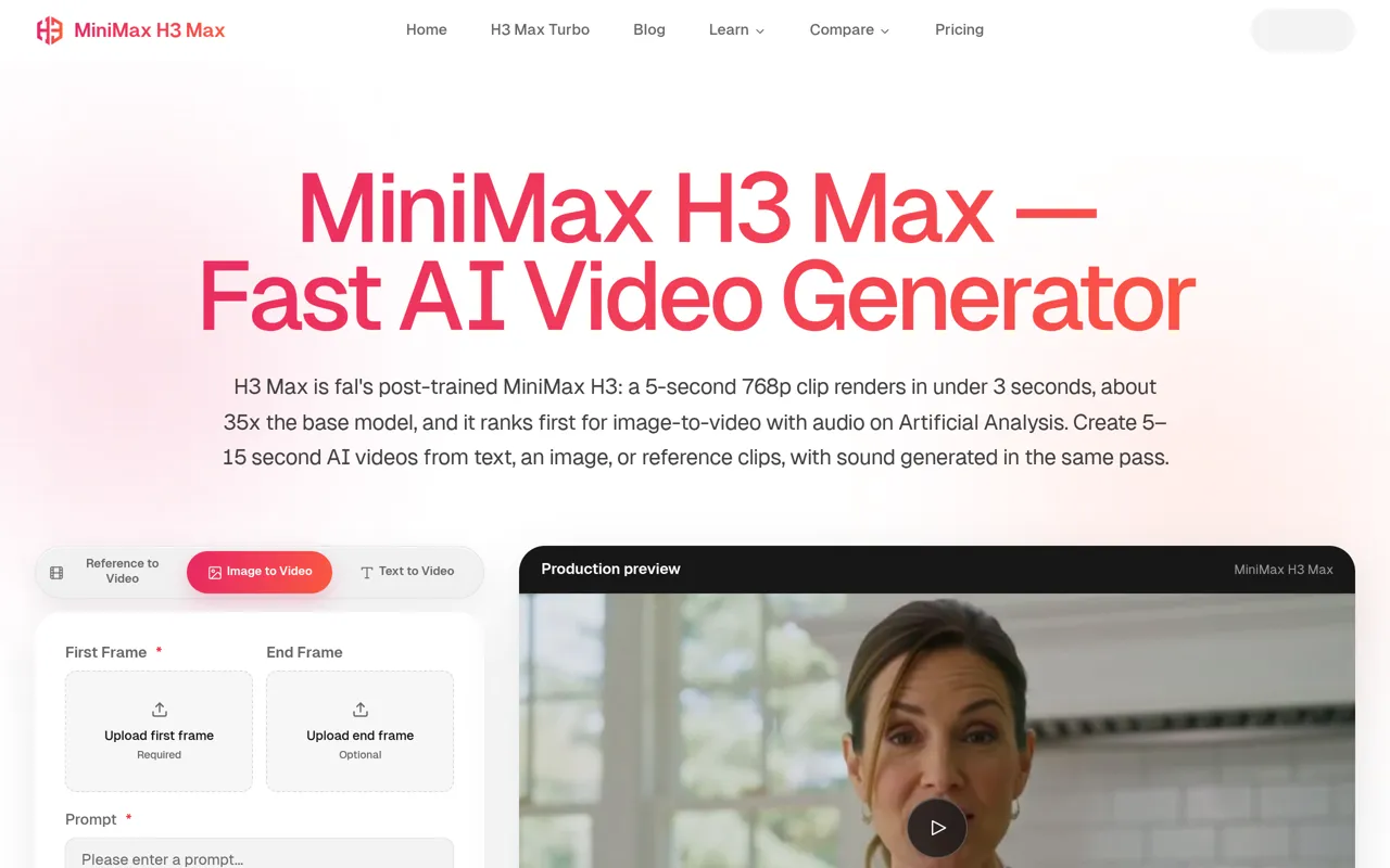 Screenshot of MiniMax H3 Max