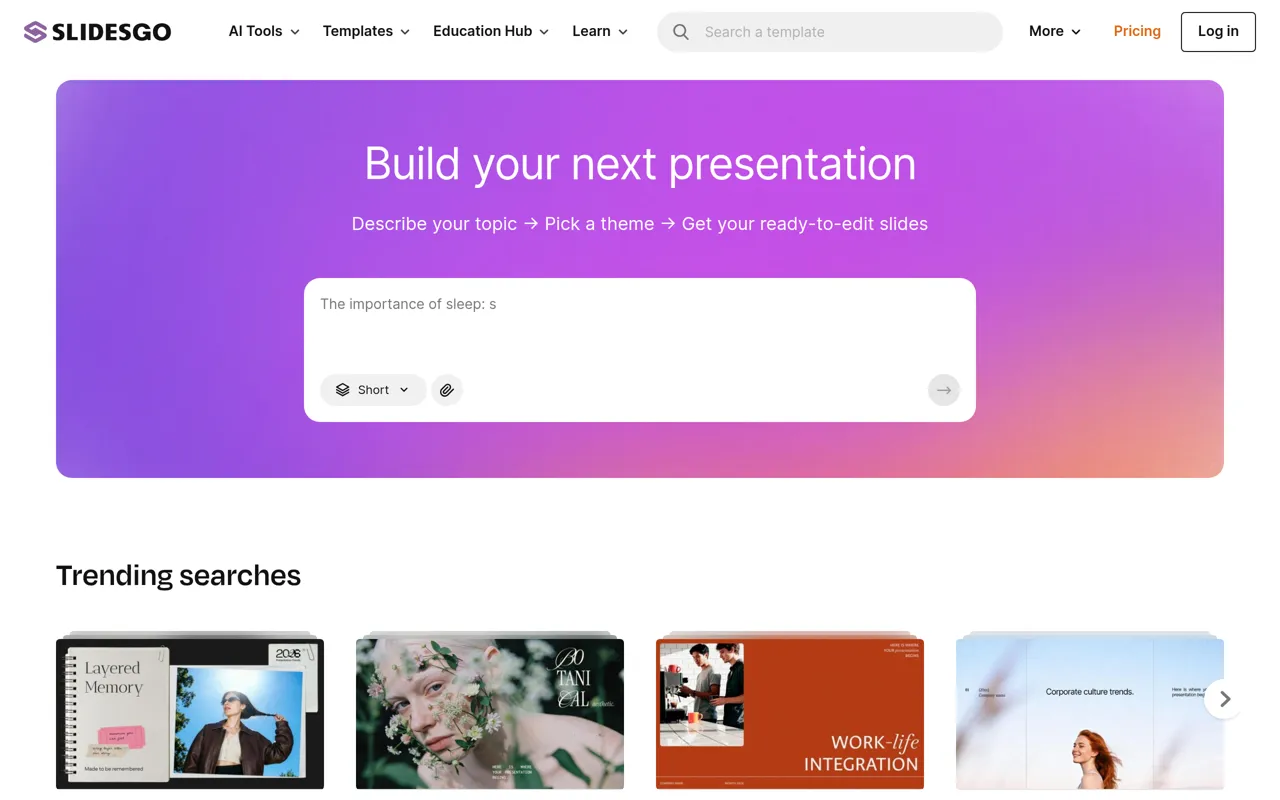 Screenshot of Slidesgo