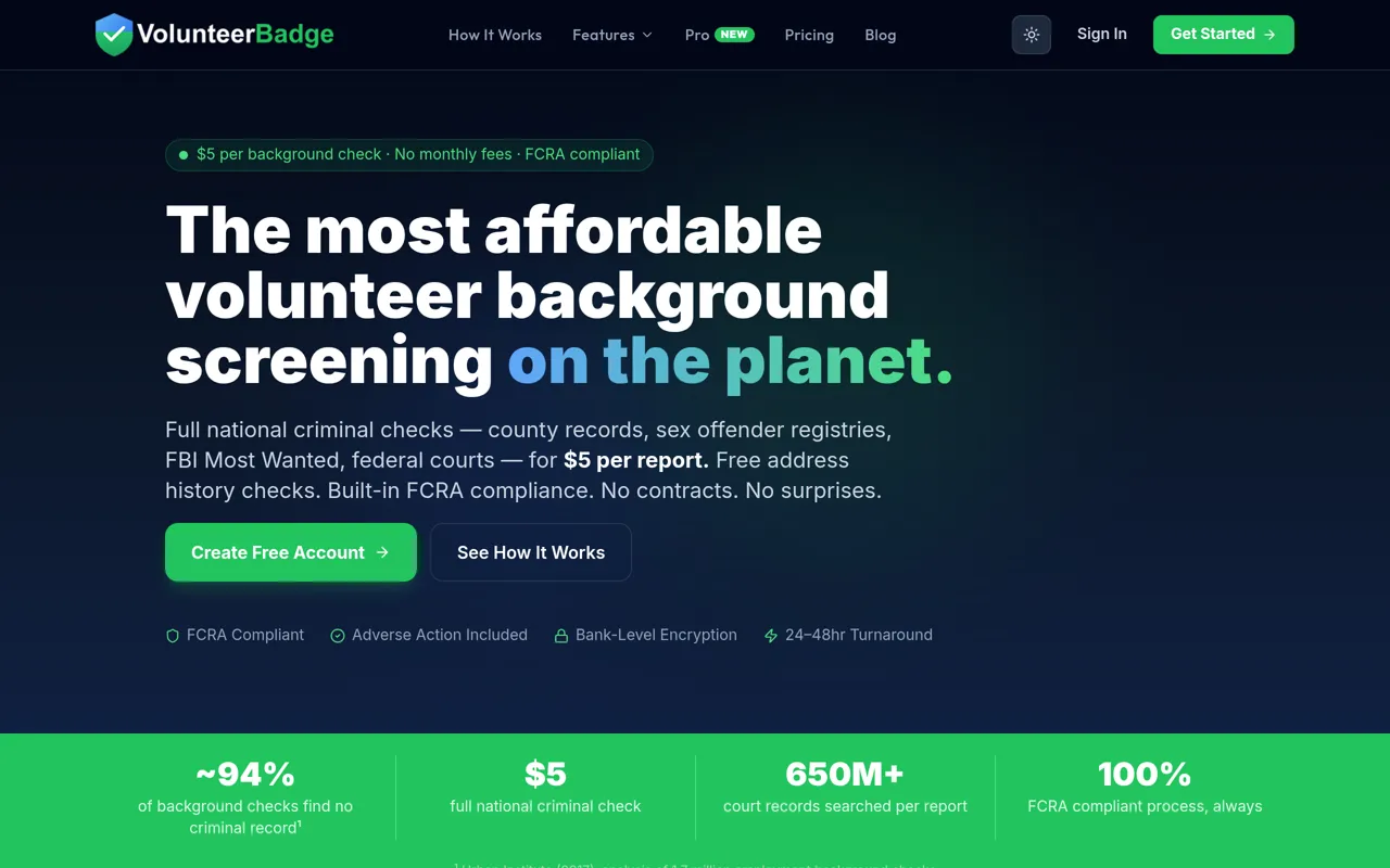 Screenshot of VolunteerBadge