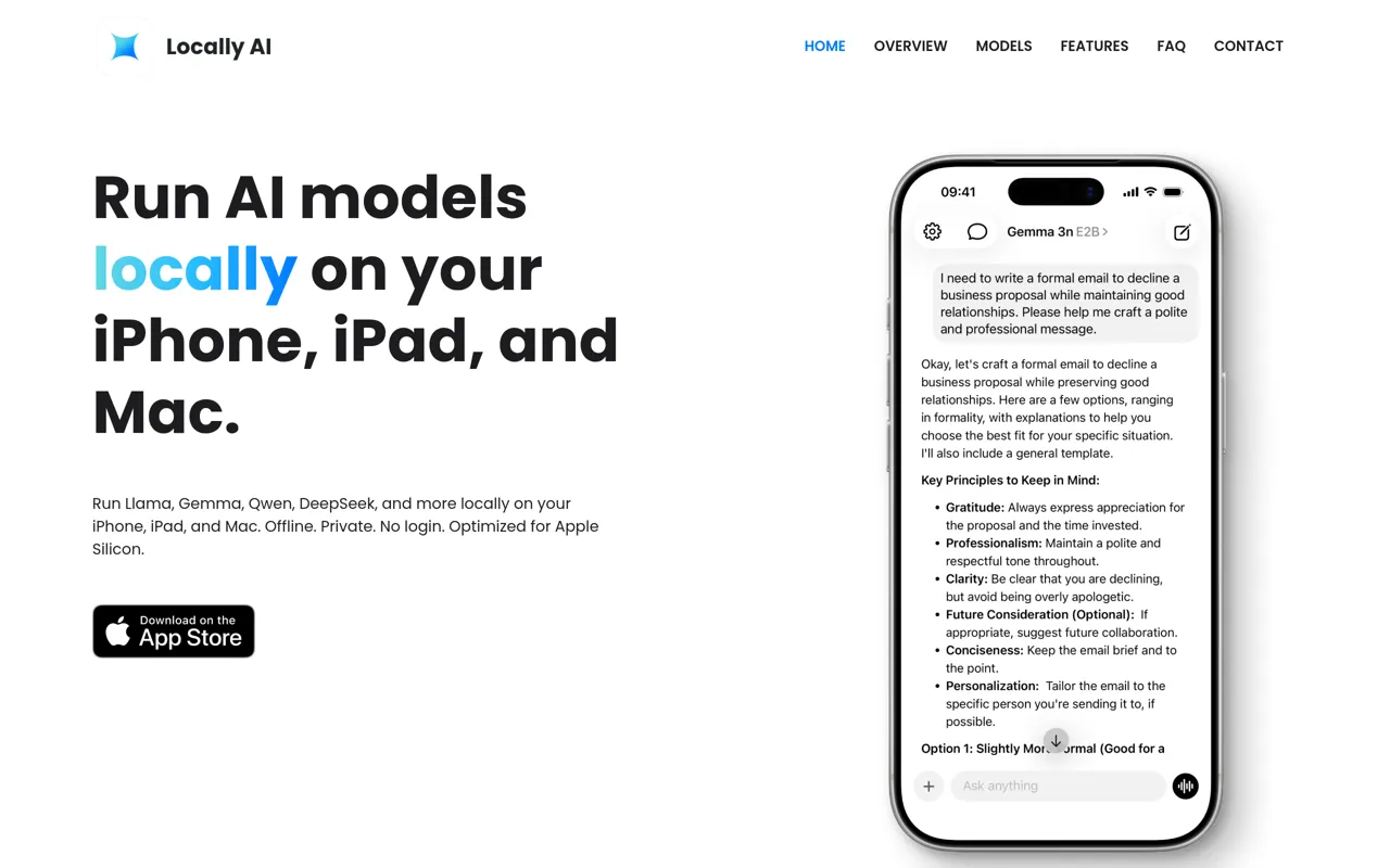 Screenshot of Locally AI