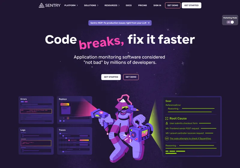 Screenshot of Sentry