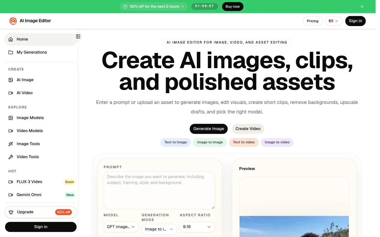Screenshot of AI Image Editor
