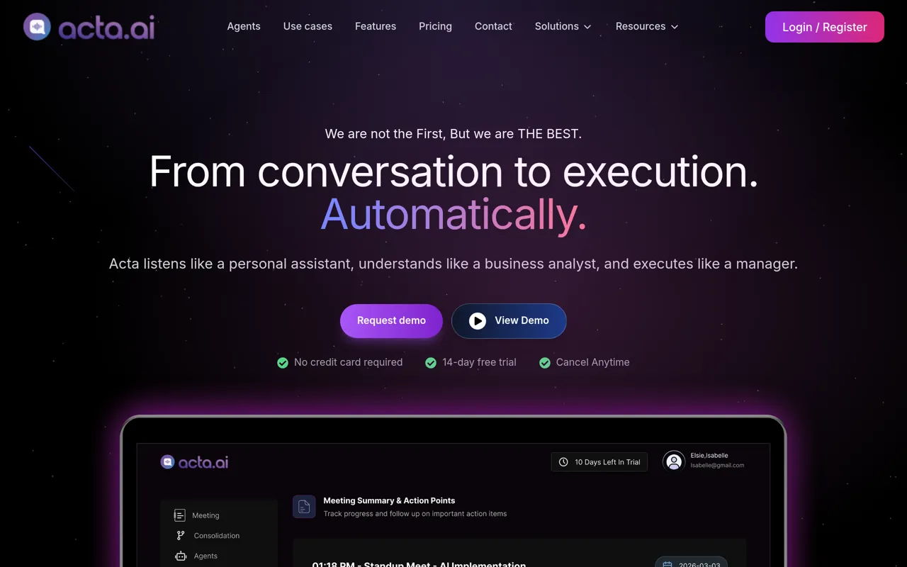 Screenshot of Acta