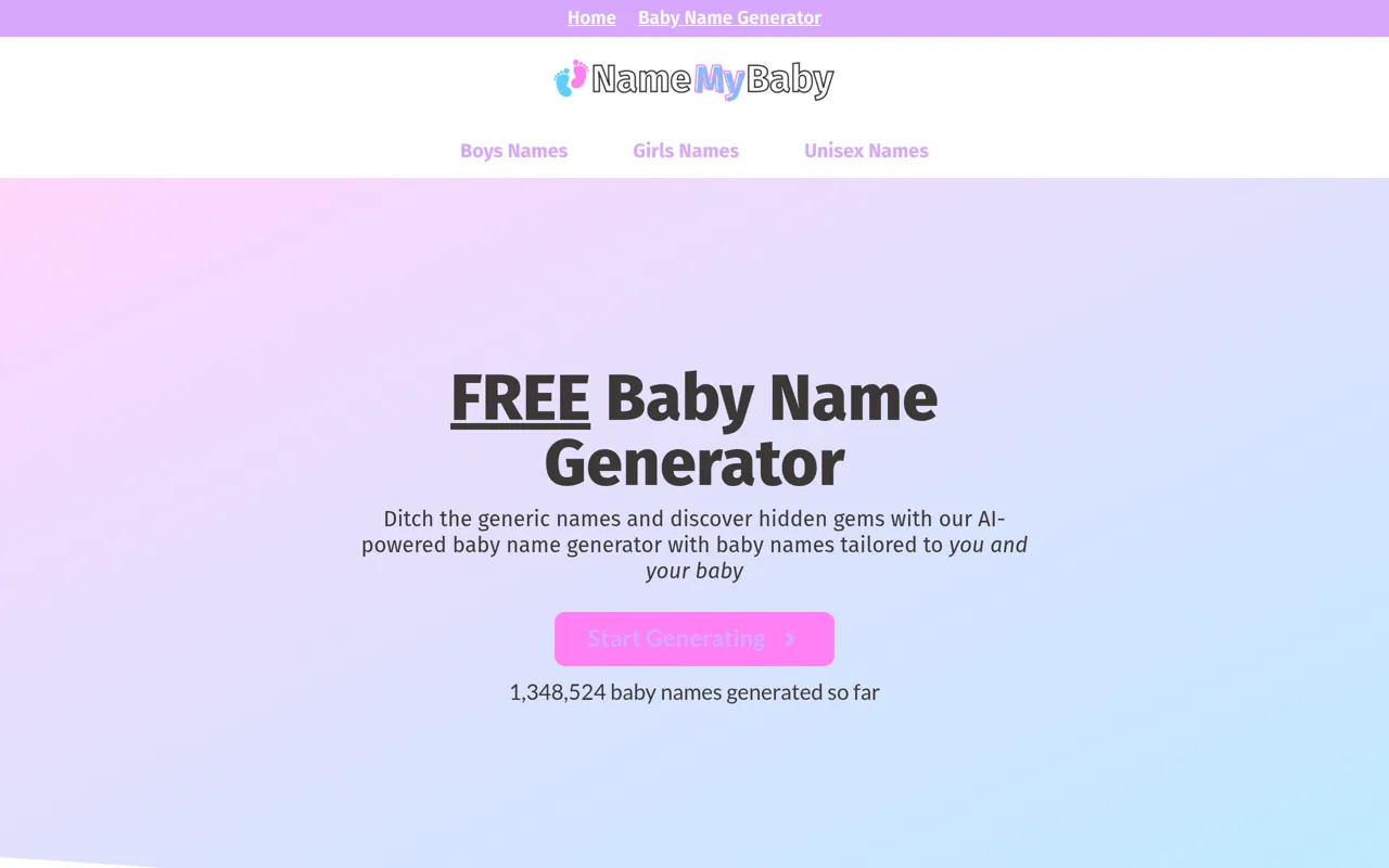 Screenshot of Name My Baby