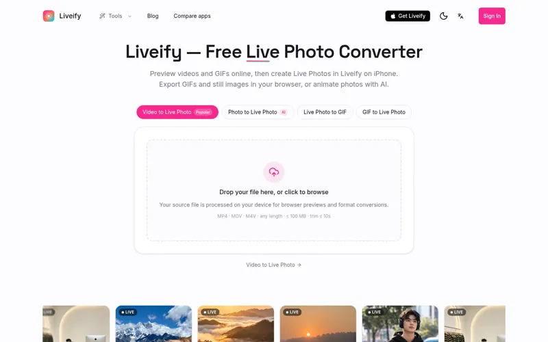 Screenshot of Liveify