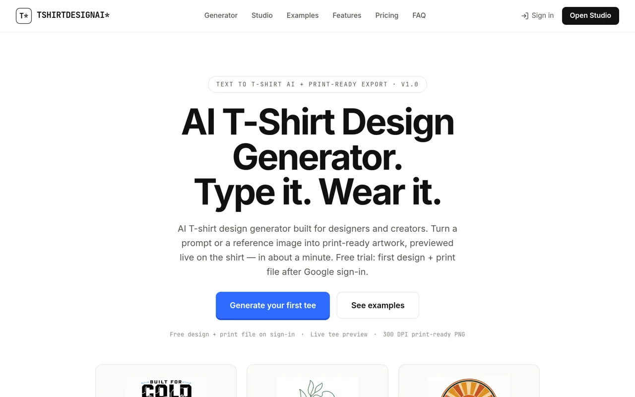 Screenshot of T-Shirt Design AI