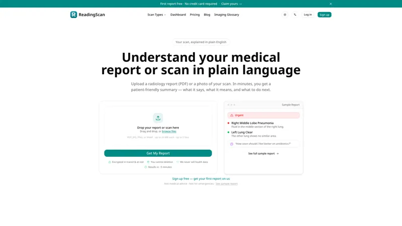 Screenshot of ReadingScan