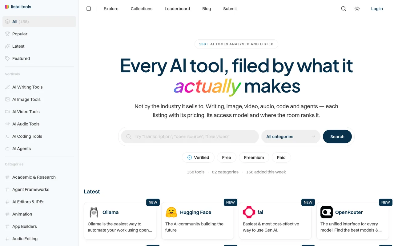 Screenshot of listai.tools