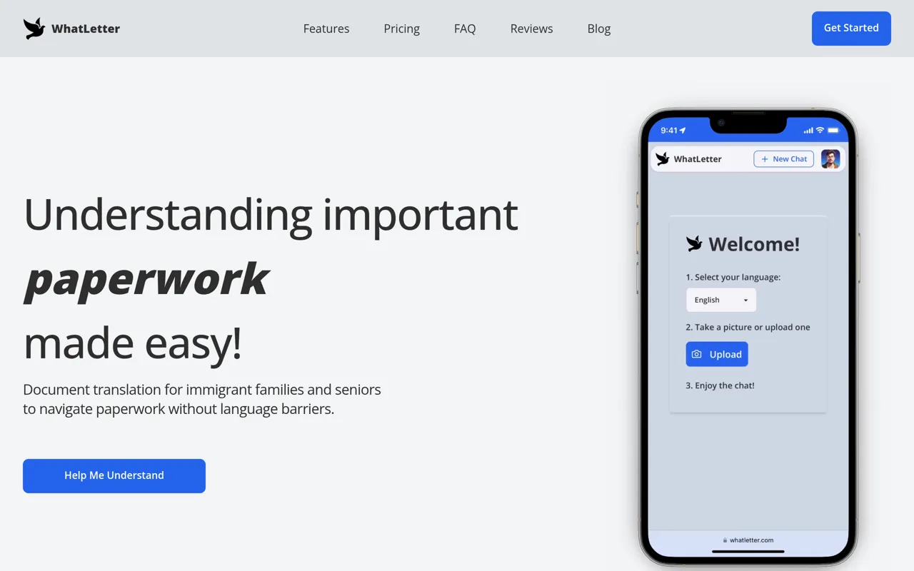 Screenshot of WhatLetter