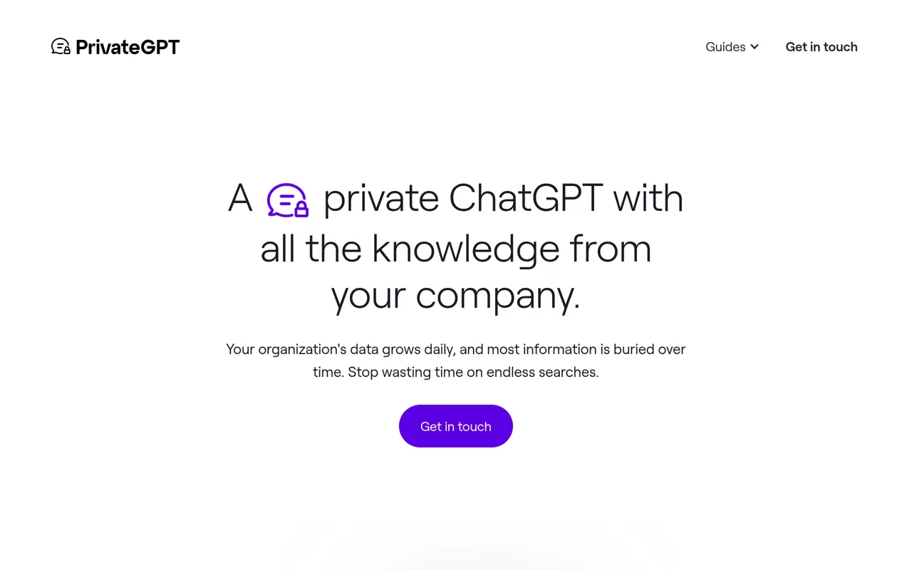 Screenshot of PrivateGPT