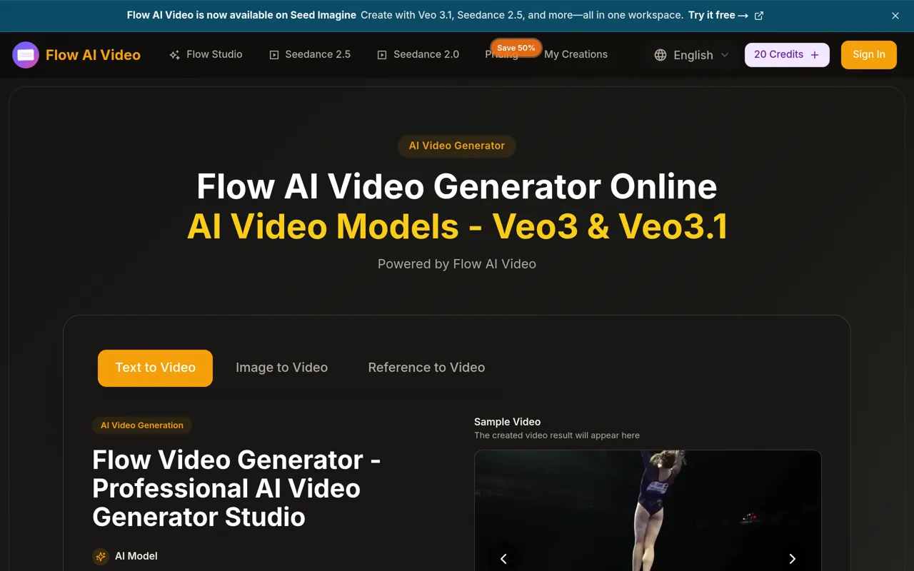 Screenshot of Flow AI Video Generator