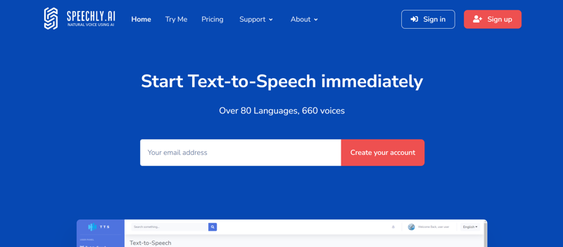 Screenshot of Speechly