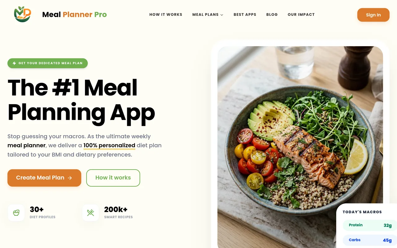 Screenshot of Meal Planner Pro