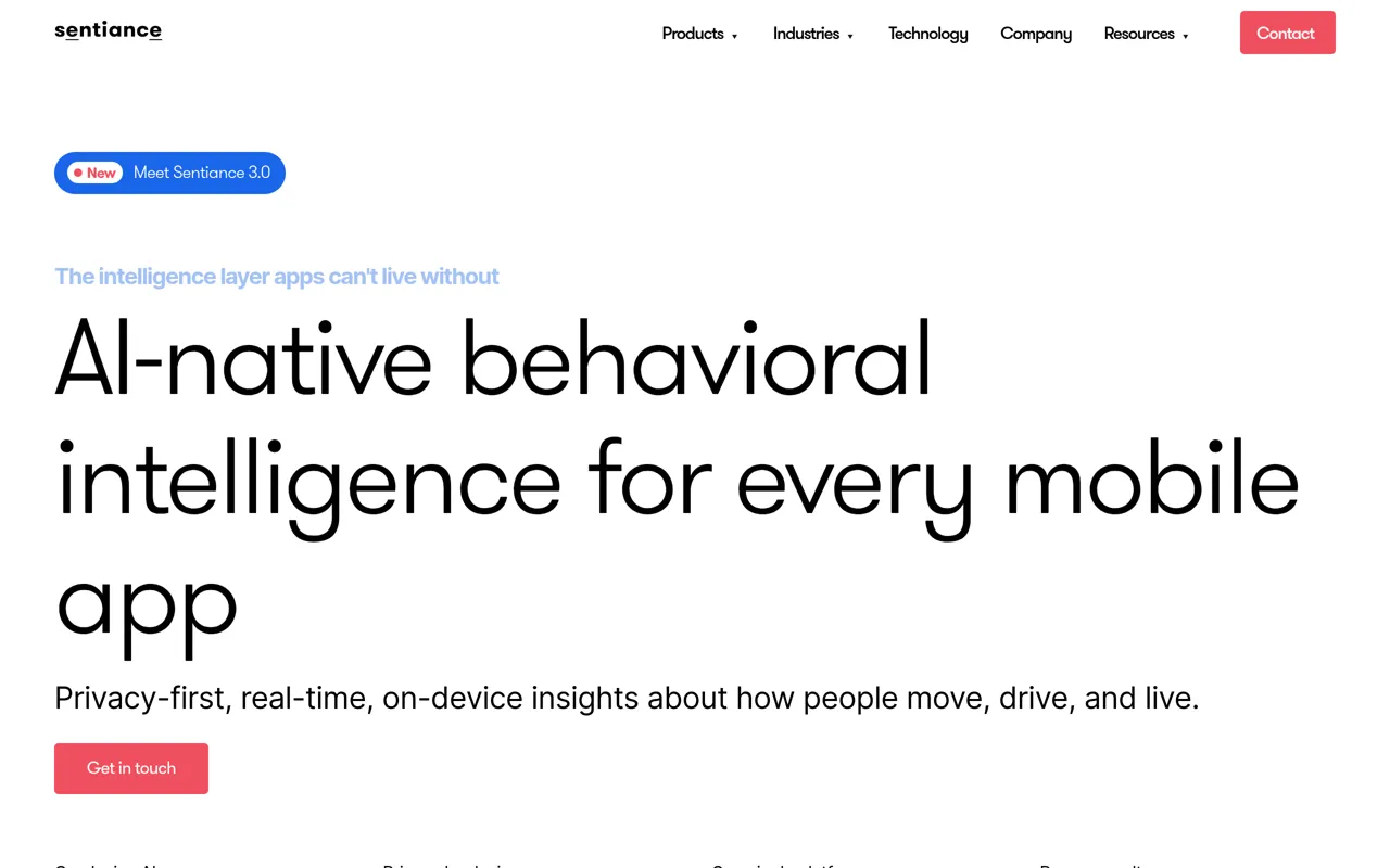Screenshot of Sentiance