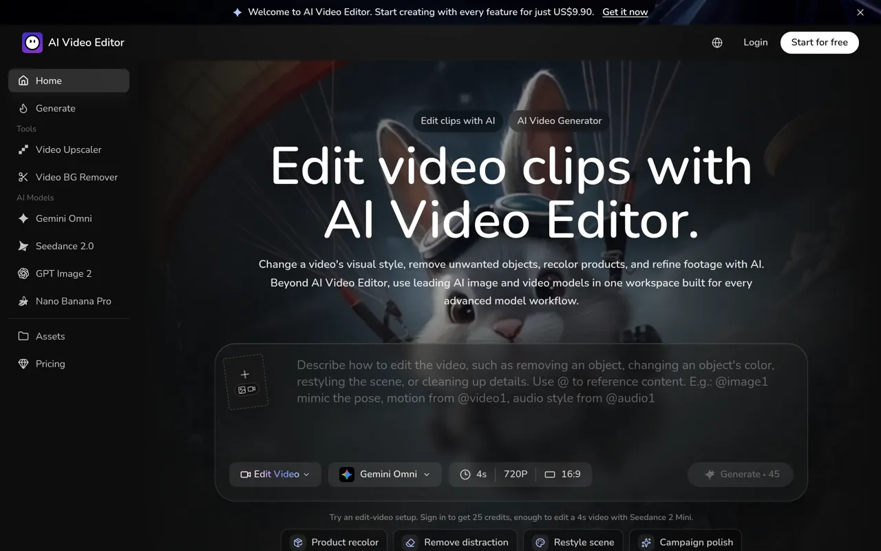 Screenshot of AI Video Editor