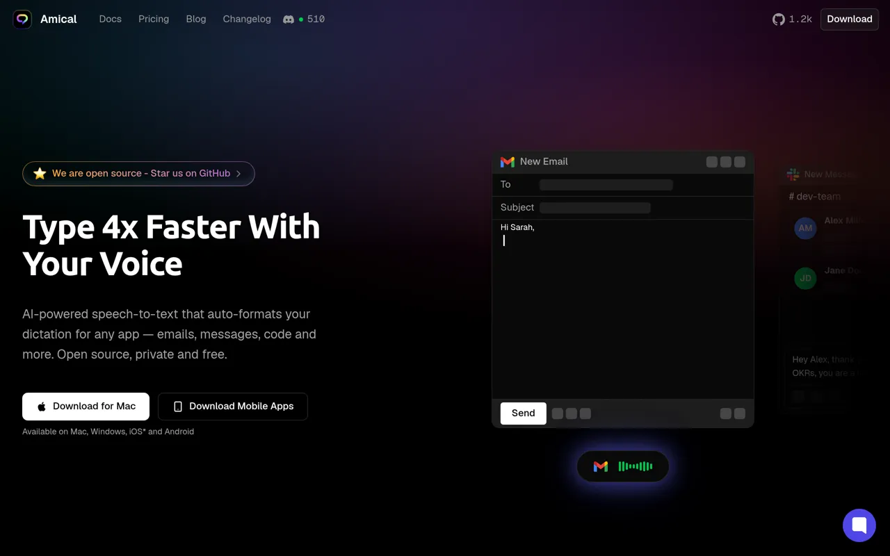 Screenshot of Amical