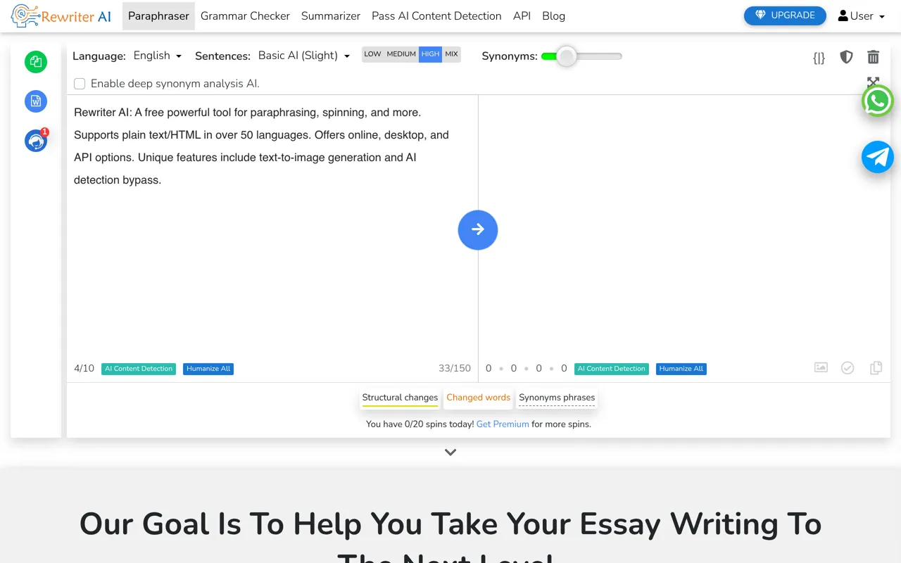 Screenshot of Rewriter AI