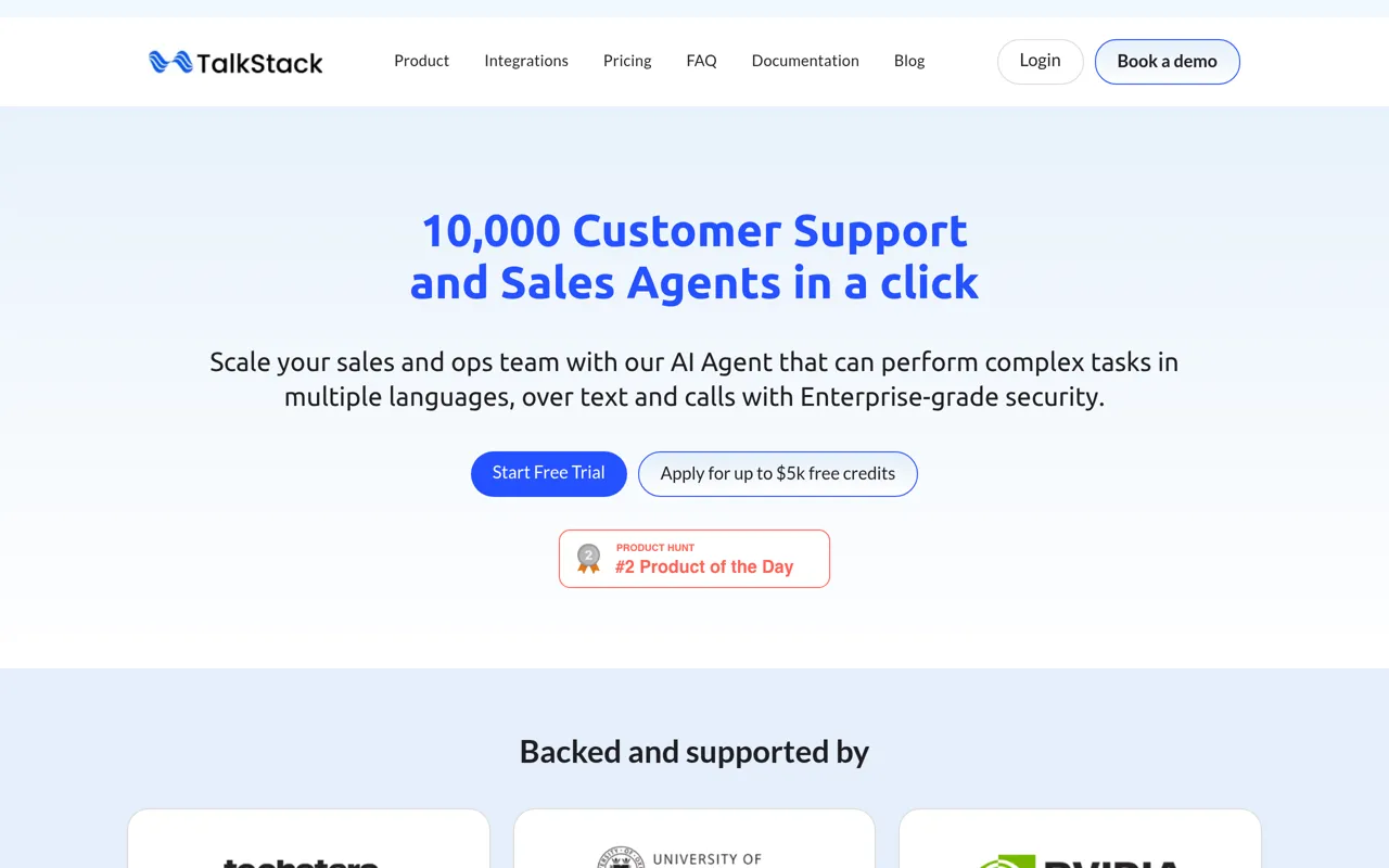 Screenshot of TalkStack AI