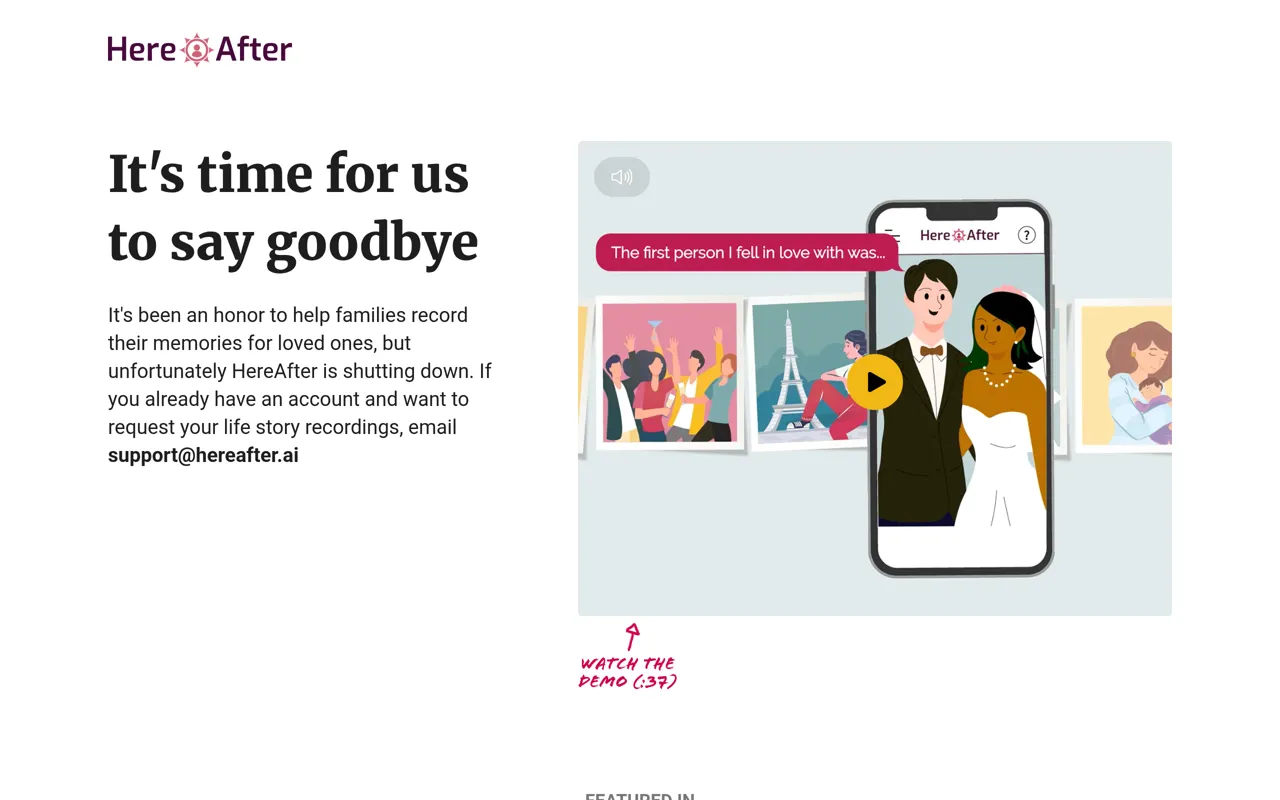 Screenshot of HereAfter AI