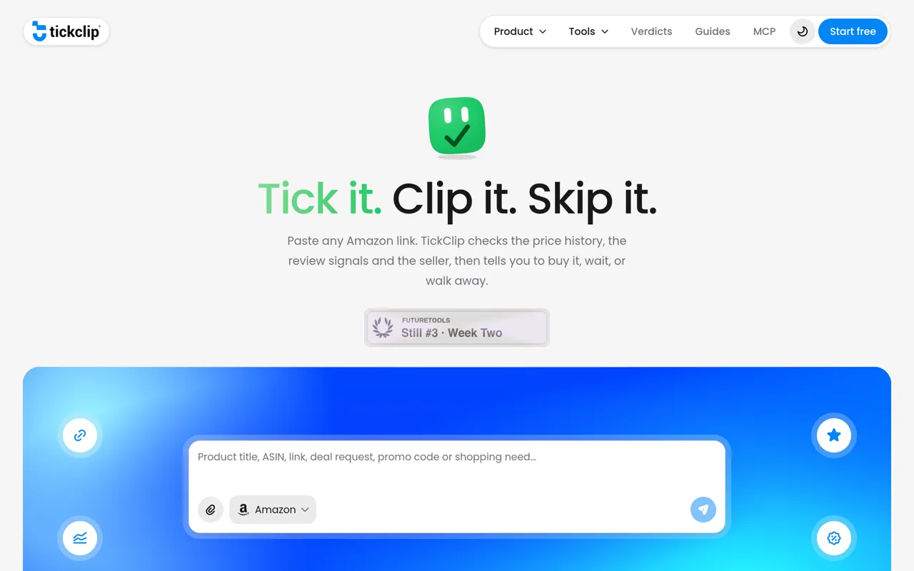 Screenshot of TickClip