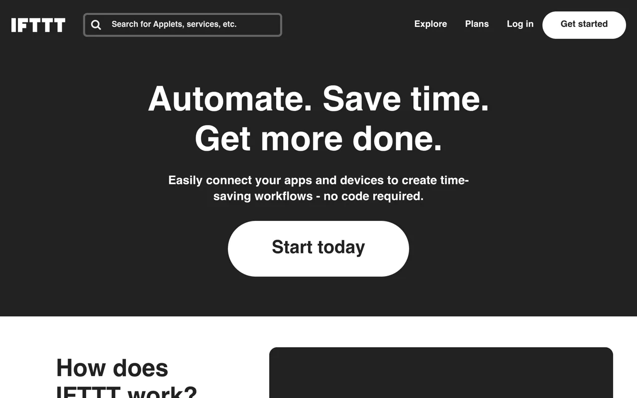Screenshot of IFTTT