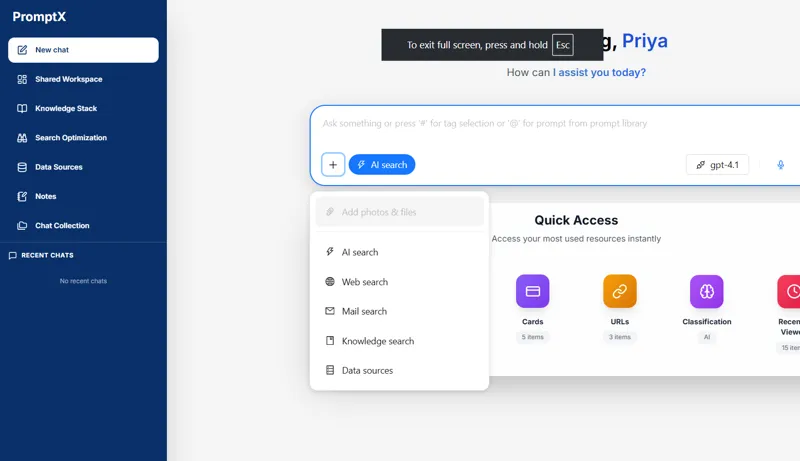 Screenshot of PromptX
