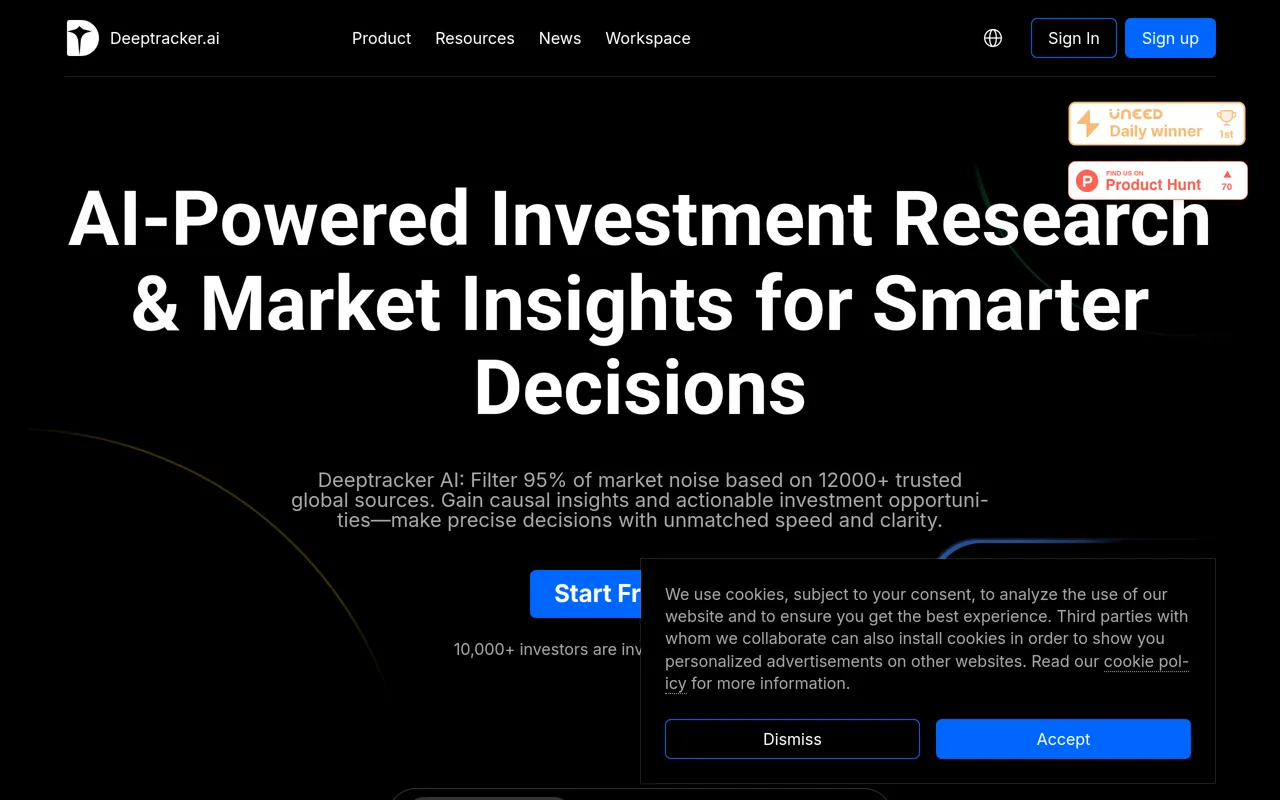 Screenshot of DeepTracker AI