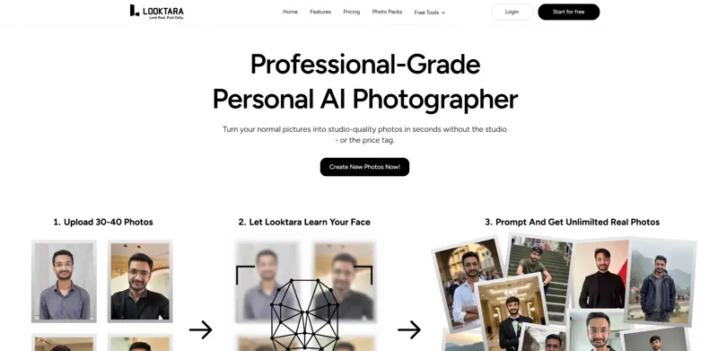 Screenshot of Looktara - AI photographer