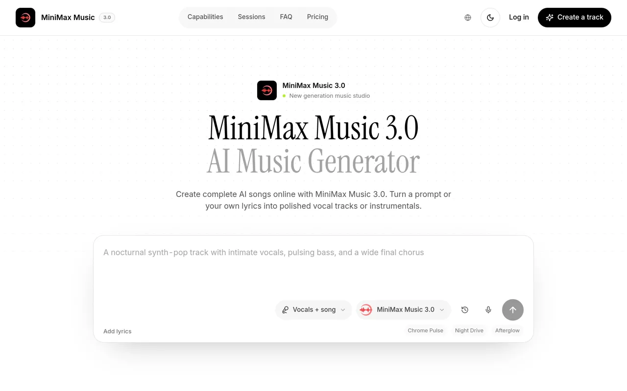 Screenshot of MiniMax Music 3.0