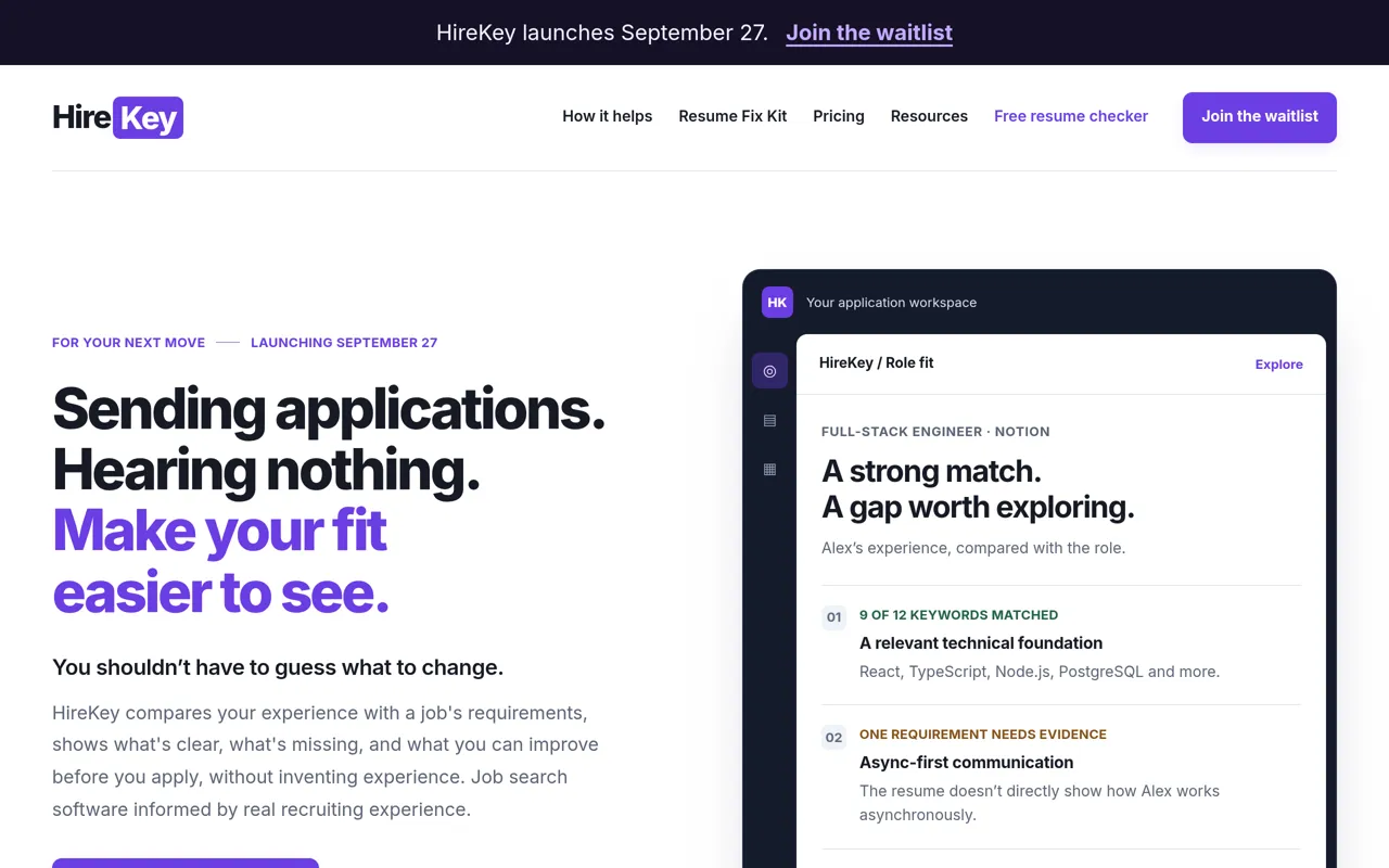 Screenshot of HireKey