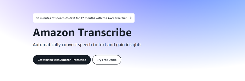 Screenshot of Amazon Transcribe