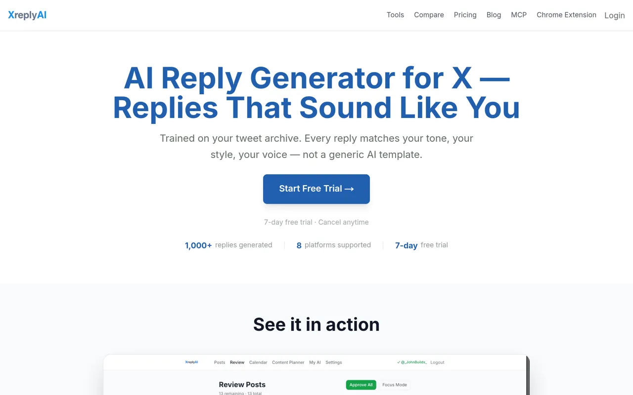 Screenshot of XreplyAI