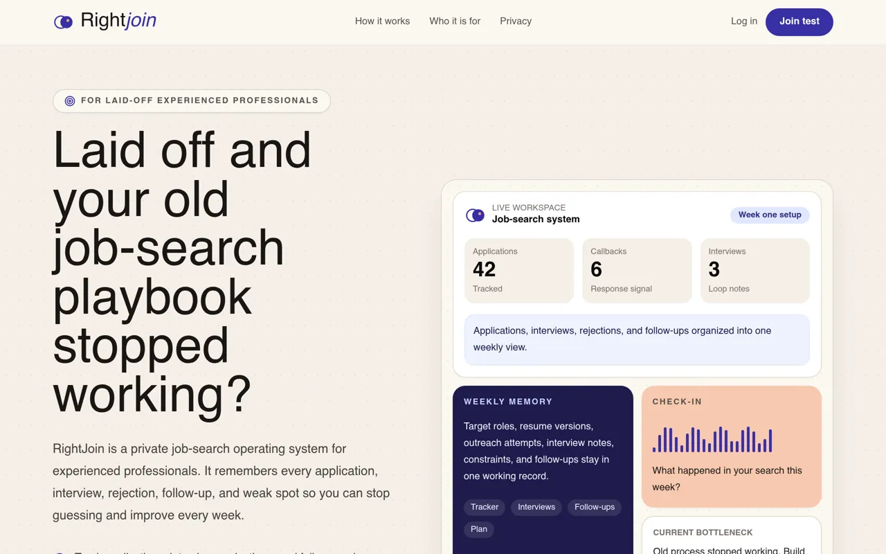 Screenshot of RightJoin AI Voice Interviews