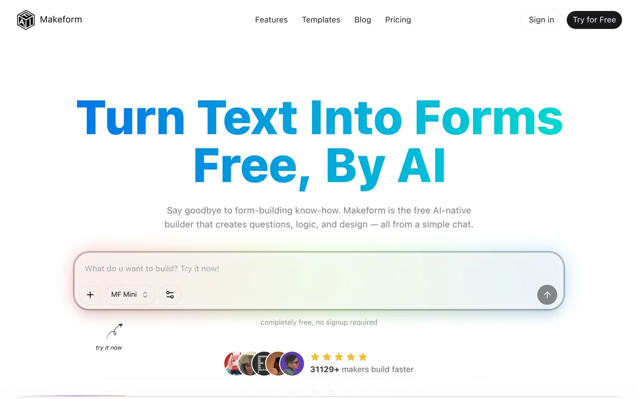Screenshot of Makeform