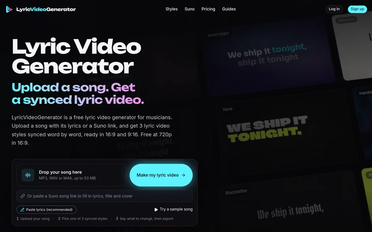 Screenshot of LyricVideoGenerator