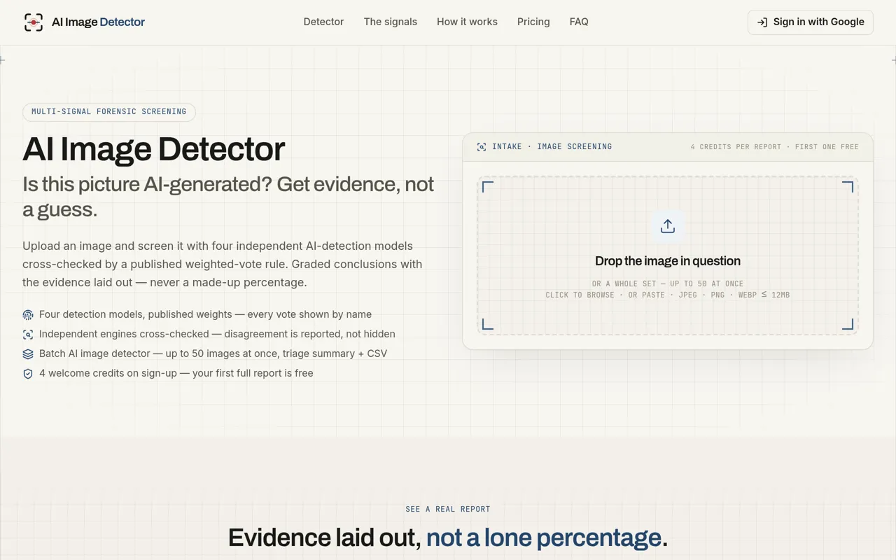 Screenshot of AI Image Detector