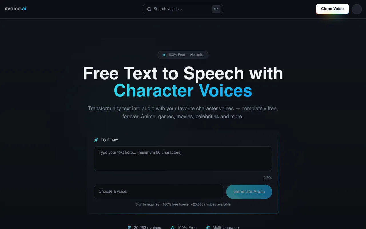 Screenshot of cvoice.ai