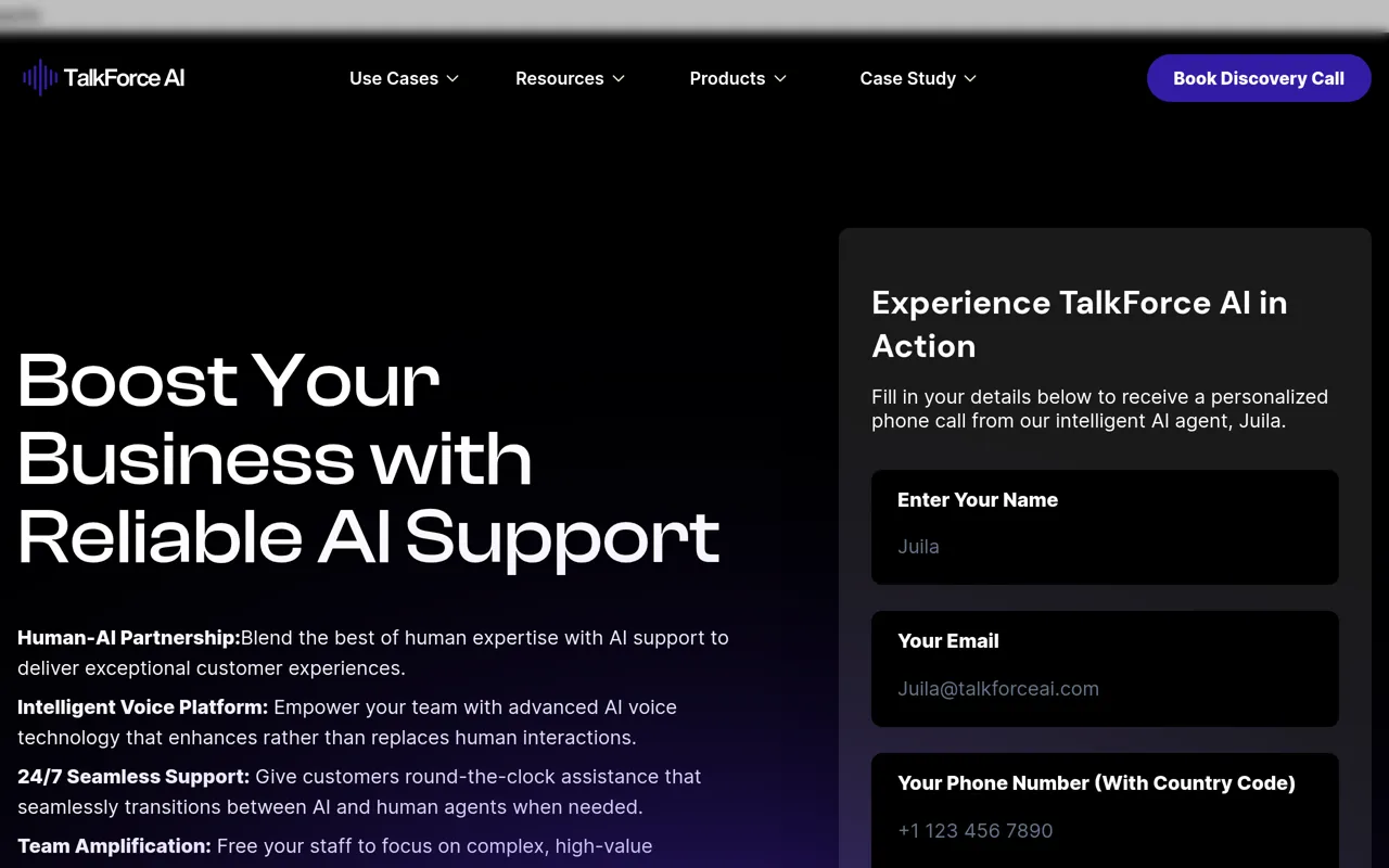 Screenshot of TalkForce AI