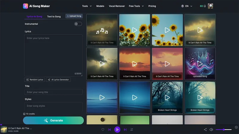Screenshot of AI Song Generator